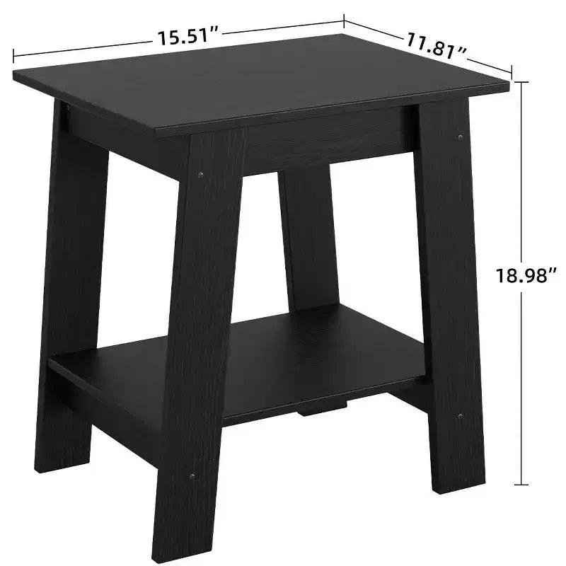 Tavolino da divano rustico a 2 ripiani con mensola portaoggetti, comodino stretto, tavolino d'appoggio minimalista per soggiorno e camera da letto