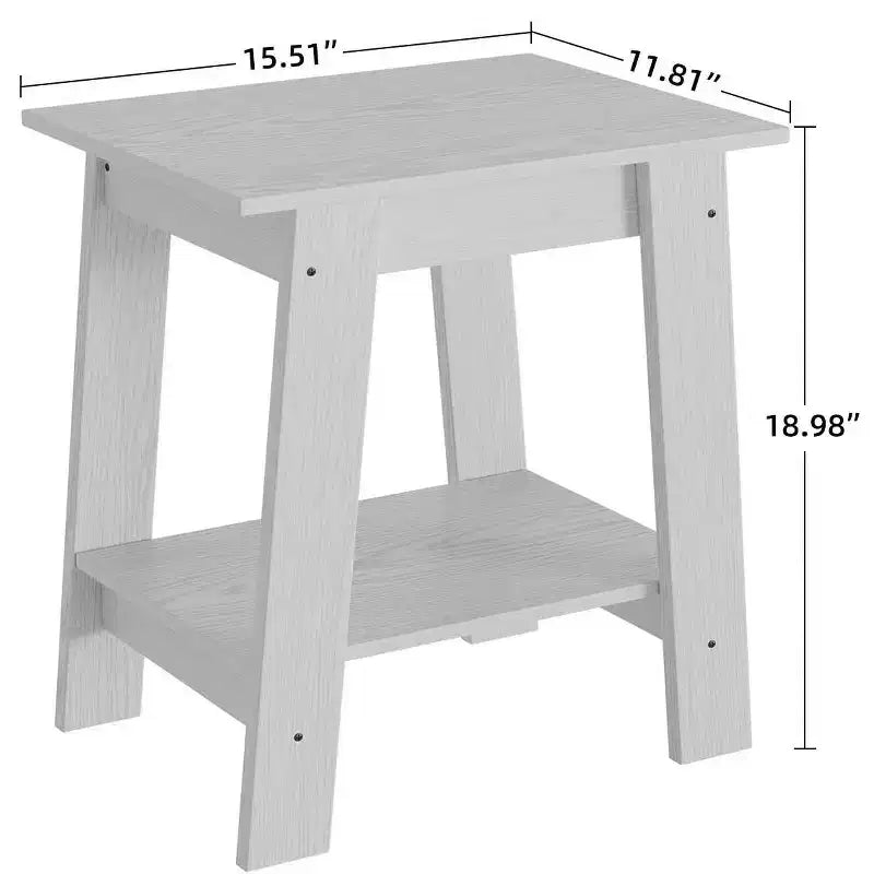 Tavolino da divano rustico a 2 ripiani con mensola portaoggetti, comodino stretto, tavolino d'appoggio minimalista per soggiorno e camera da letto