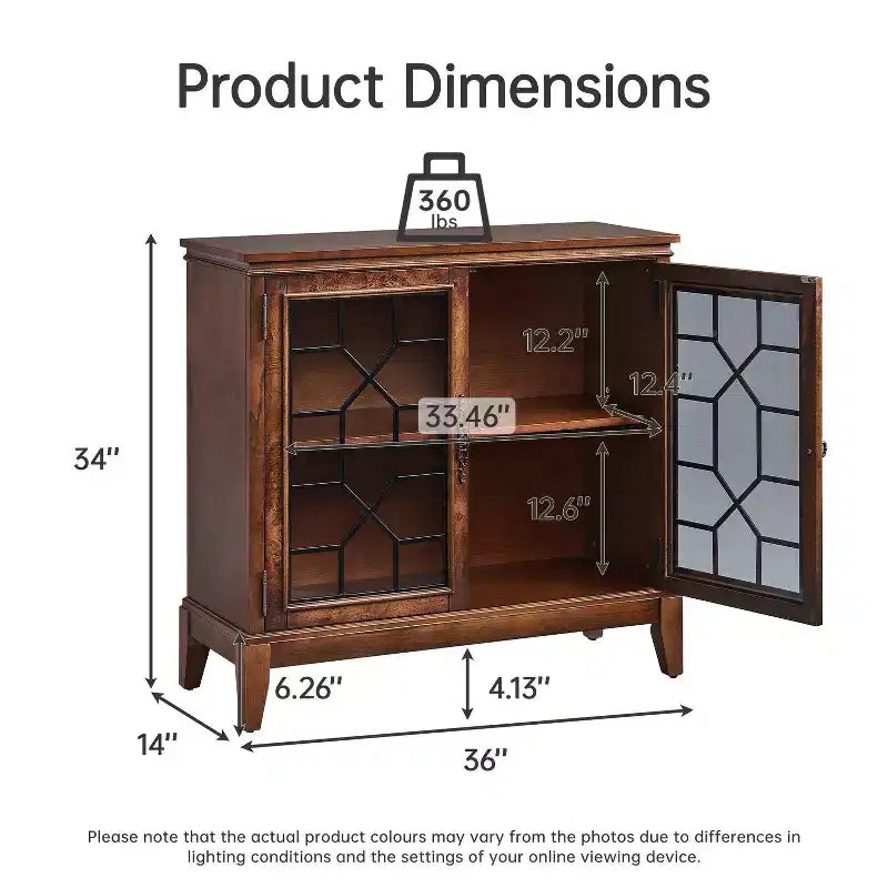 Mobile credenza largo 36 pollici con 2 ante, mobile contenitore in stile vintage con gambe in legno massello