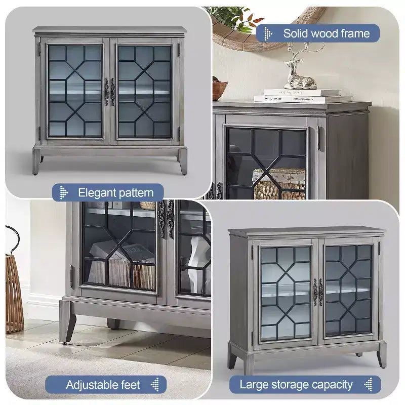 Mobile credenza largo 36 pollici con 2 ante, mobile contenitore in stile vintage con gambe in legno massello