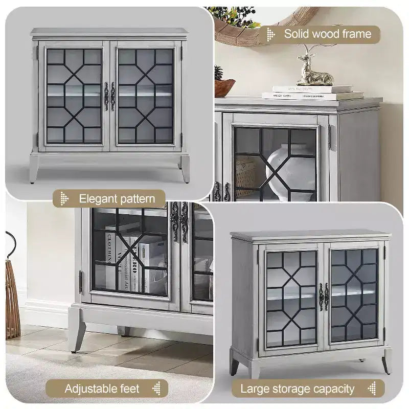 Mobile credenza largo 36 pollici con 2 ante, mobile contenitore in stile vintage con gambe in legno massello