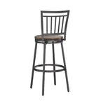Sgabello Girevole in Metallo da 63,5 cm - Grigio Ardesia - Seduta Quercia Dorata