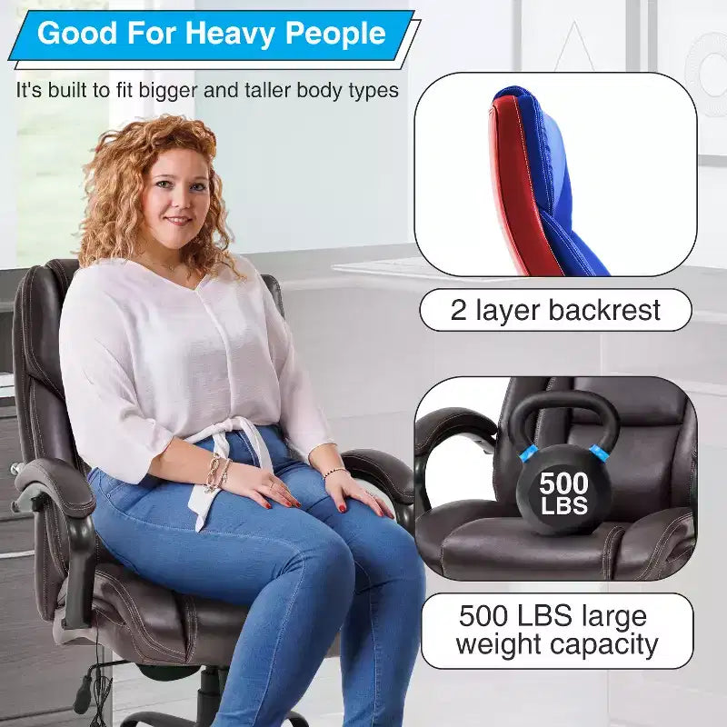 Sedia da Ufficio Grande e Alta 500lbs Sedia Direzionale Sedia da Computer con Supporto Lombare