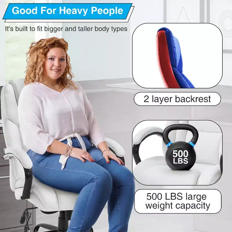 Sedia da Ufficio Grande e Alta 500lbs Sedia Direzionale Sedia da Computer con Supporto Lombare