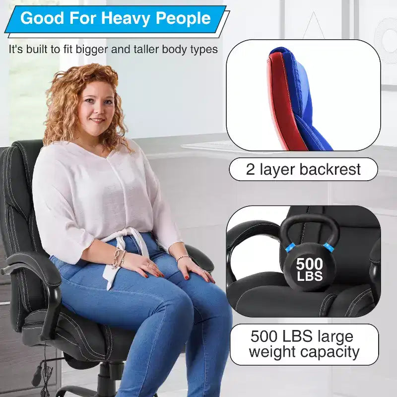 Sedia da Ufficio Grande e Alta 500lbs Sedia Direzionale Sedia da Computer con Supporto Lombare