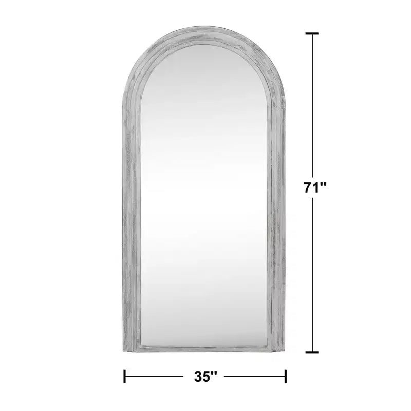 Specchio a figura intera in legno massiccio in stile scala sbiancato 180x90x4cm
