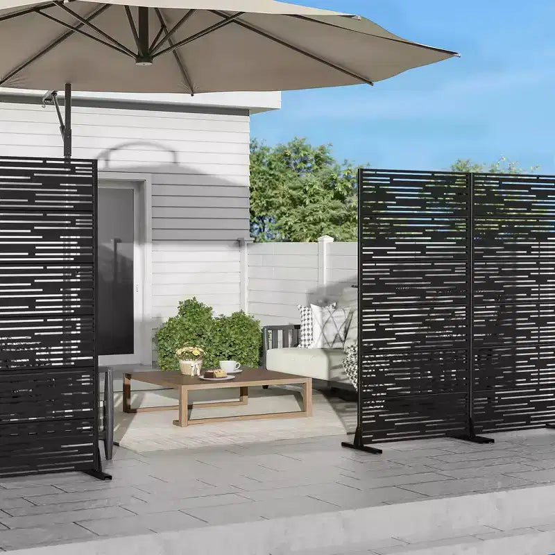 72 H35W Fioriera in metallo nero Dovelina con schermo di privacy a traliccio per patio di caffè, giardino e balconi
