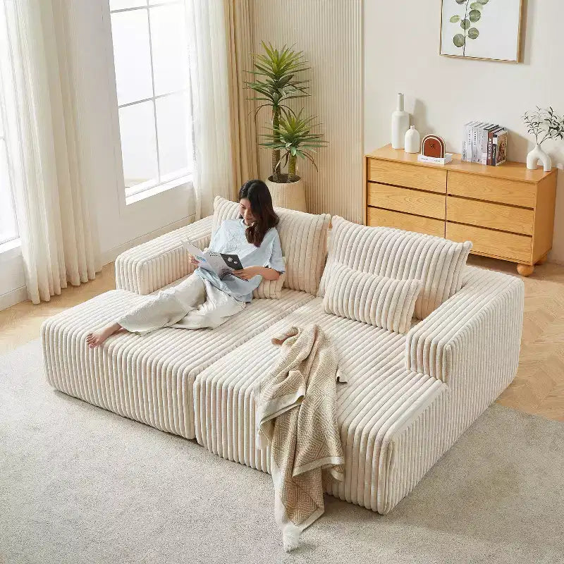 87 chaise longue sezionale di grandi dimensioni, nessun assemblaggio richiesto, divanetto in peluche Cloud con divano letto reclinabile