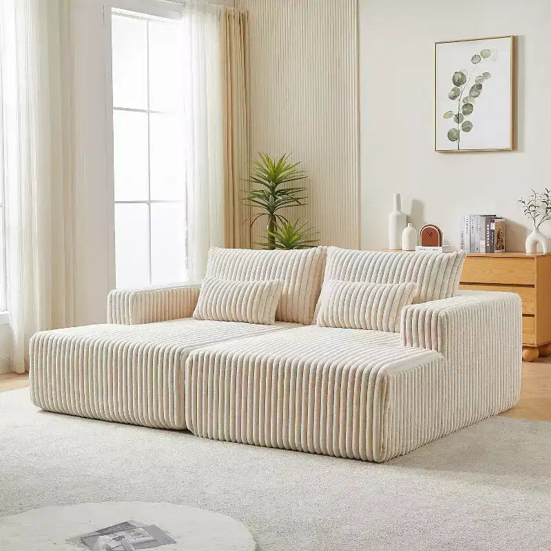 87 chaise longue sezionale di grandi dimensioni, nessun assemblaggio richiesto, divanetto in peluche Cloud con divano letto reclinabile