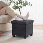 Pouf contenitore in lino quadrato da 38 cm con gambe