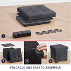Pouf contenitore in lino quadrato da 38 cm con gambe