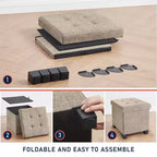 Pouf contenitore in lino quadrato da 38 cm con gambe