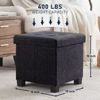 Pouf contenitore in lino quadrato da 38 cm con gambe