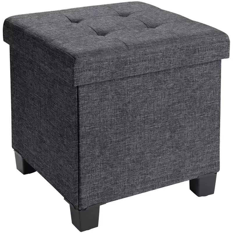 Pouf contenitore in lino quadrato da 38 cm con gambe