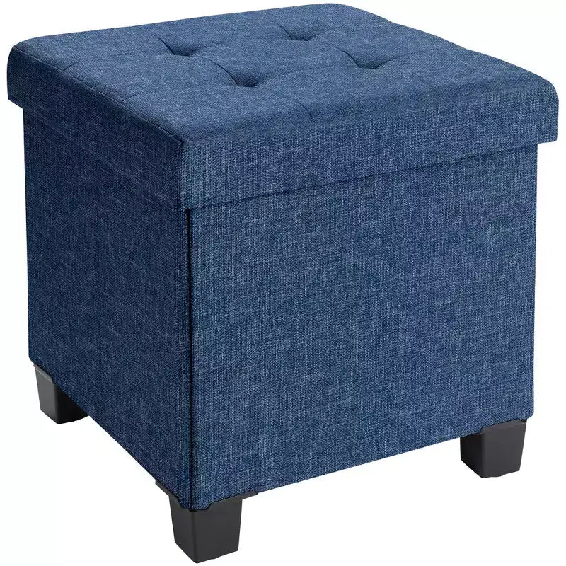 Pouf contenitore in lino quadrato da 38 cm con gambe