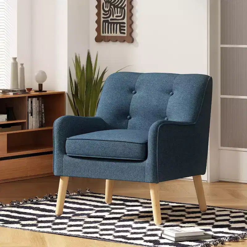 Poltrona imbottita a capitonné Mid-Century Modern