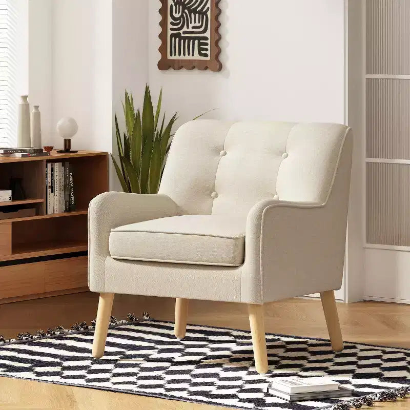 Poltrona imbottita a capitonné Mid-Century Modern