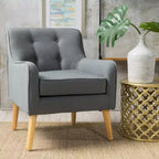 Poltrona imbottita a capitonné Mid-Century Modern