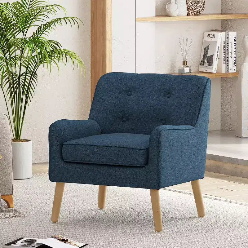 Poltrona imbottita a capitonné Mid-Century Modern
