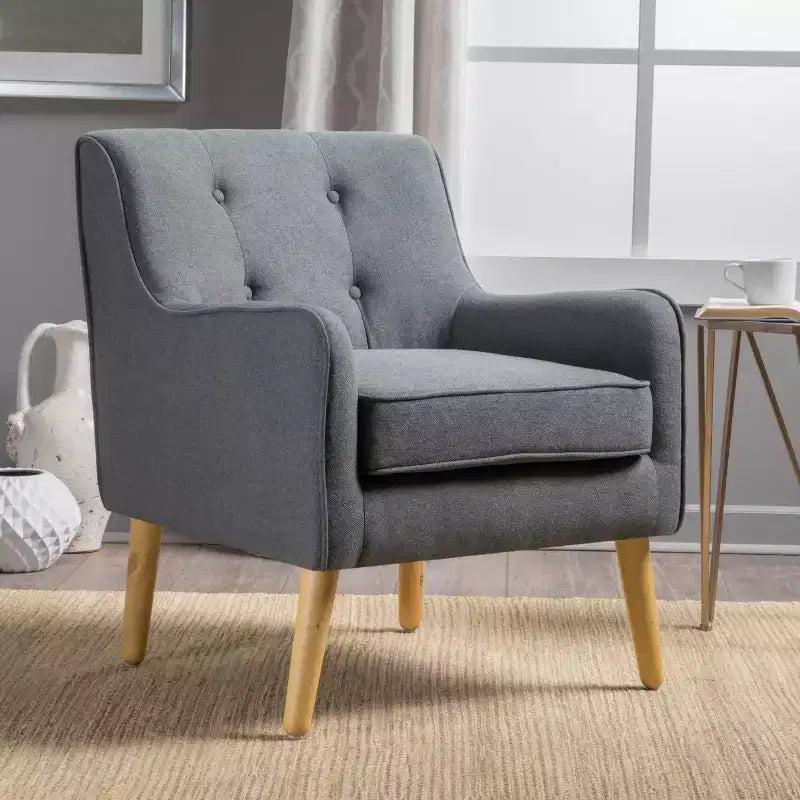Poltrona imbottita a capitonné Mid-Century Modern