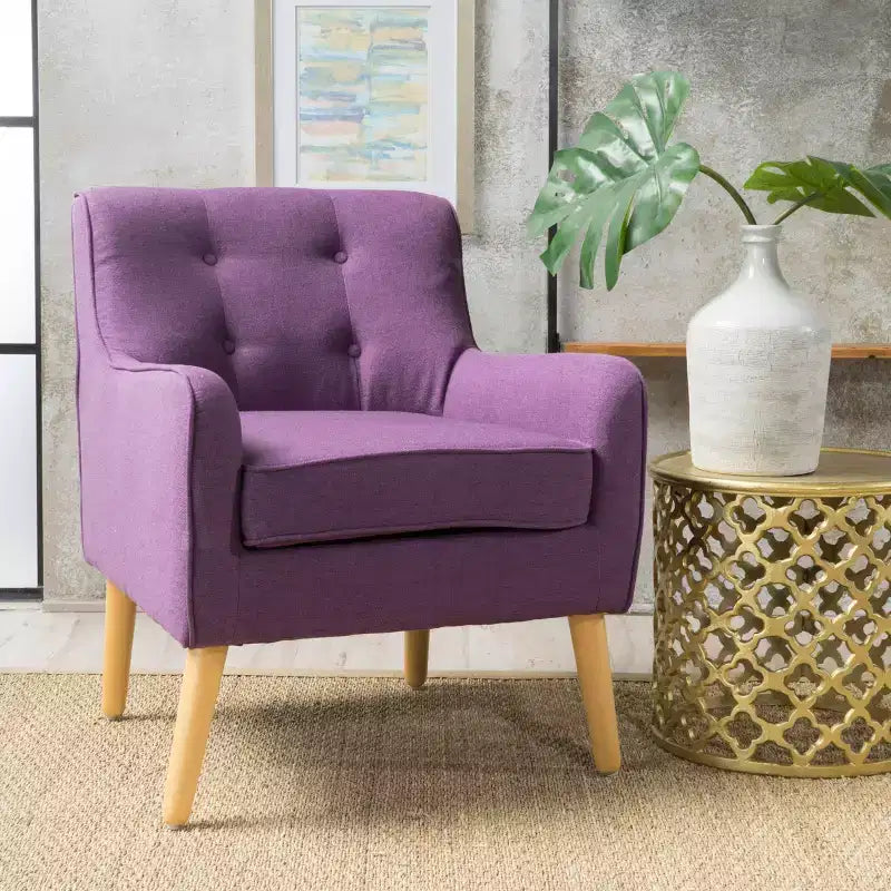 Poltrona imbottita a capitonné Mid-Century Modern