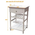 Carrello da Cucina Euro con 1 Cassetto, 2 Ripiani e 1 Cesto, Bianco