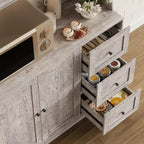 Mobiletto regolabile alto 67 pollici con ante in vetro temperato, piano spazioso, mobiletto moderno per cucina, angolo caffè, organizer da ufficio
