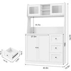 Mobiletto regolabile alto 67 pollici con ante in vetro temperato, piano spazioso, mobiletto moderno per cucina, angolo caffè, organizer da ufficio