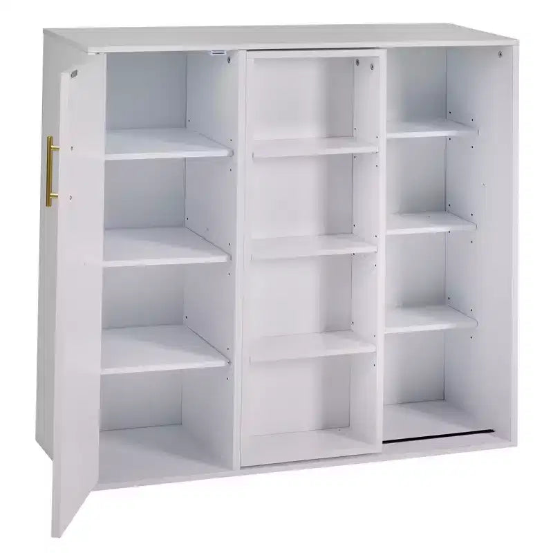 Mobiletto Contenitore a Colonna a 4 Ripiani, Dispensa da Cucina con Anta e Ripiani Regolabili, Organizzatore Autoportante per Bagno, Bianco