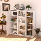 Mobiletto Contenitore a Colonna a 4 Ripiani, Dispensa da Cucina con Anta e Ripiani Regolabili, Organizzatore Autoportante per Bagno, Bianco