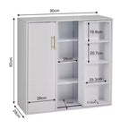 Mobiletto Contenitore a Colonna a 4 Ripiani, Dispensa da Cucina con Anta e Ripiani Regolabili, Organizzatore Autoportante per Bagno, Bianco