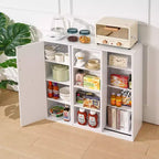 Mobiletto Contenitore a Colonna a 4 Ripiani, Dispensa da Cucina con Anta e Ripiani Regolabili, Organizzatore Autoportante per Bagno, Bianco