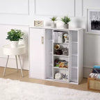 Mobiletto Contenitore a Colonna a 4 Ripiani, Dispensa da Cucina con Anta e Ripiani Regolabili, Organizzatore Autoportante per Bagno, Bianco