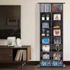 Mobiletto Porta CD/DVD, Scaffale a 8 Ripiani per DVD Contiene Fino a 464 CD, Ripiani Regolabili con 16 Scomparti, Protegge e Organizza Musica e Film