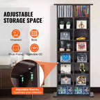 Mobiletto Porta CD/DVD, Scaffale a 8 Ripiani per DVD Contiene Fino a 464 CD, Ripiani Regolabili con 16 Scomparti, Protegge e Organizza Musica e Film