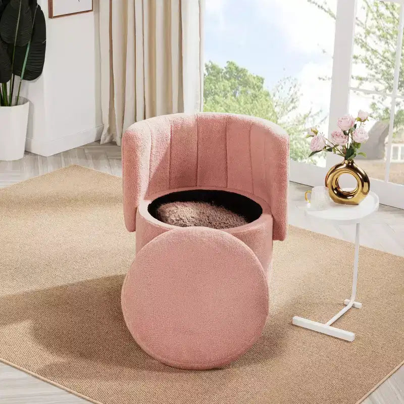 Sedia girevole Fine Accent con rotazione a 360 gradi, spazio contenitore, poltrona moderna con schienale, comoda e morbida per soggiorno e camera da letto