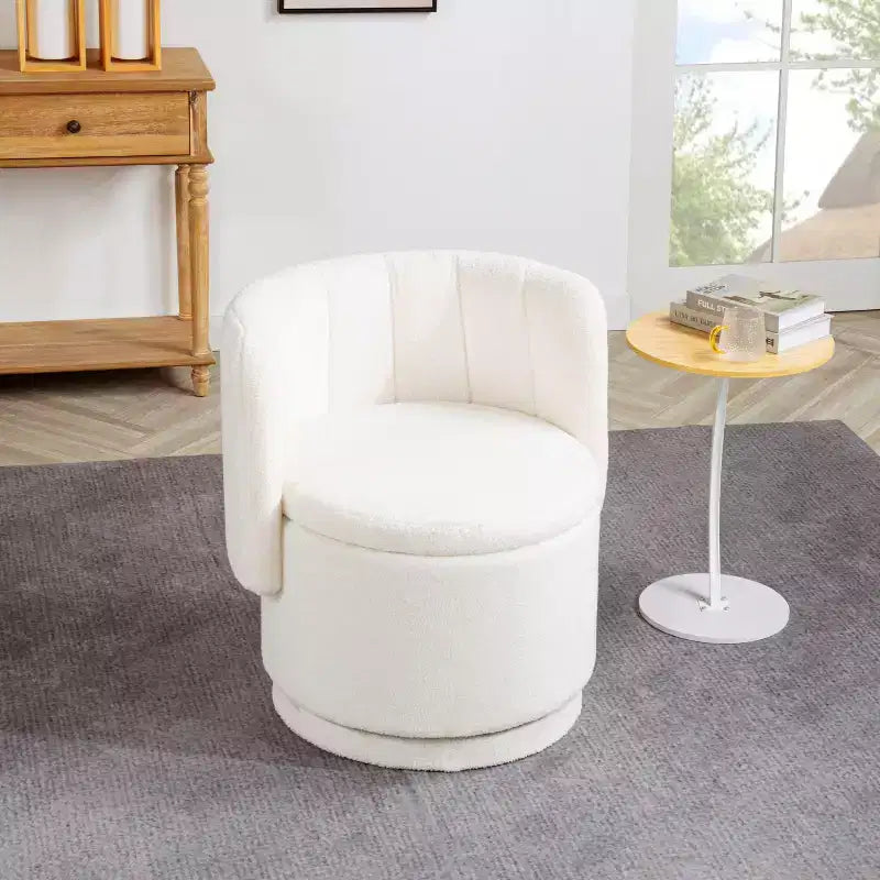 Sedia girevole Fine Accent con rotazione a 360 gradi, spazio contenitore, poltrona moderna con schienale, comoda e morbida per soggiorno e camera da letto