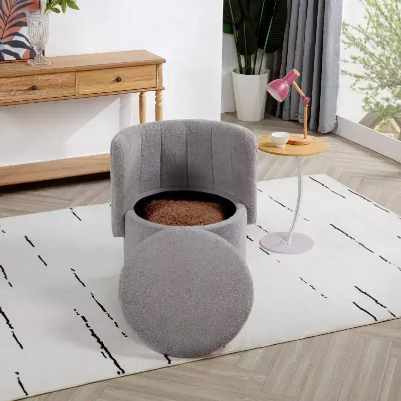 Sedia girevole Fine Accent con rotazione a 360 gradi, spazio contenitore, poltrona moderna con schienale, comoda e morbida per soggiorno e camera da letto