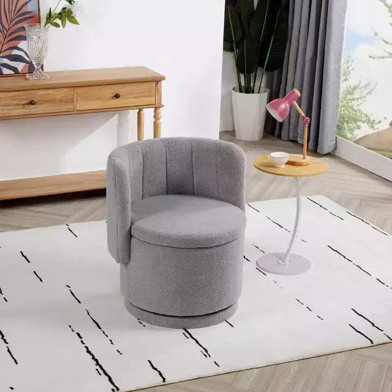Sedia girevole Fine Accent con rotazione a 360 gradi, spazio contenitore, poltrona moderna con schienale, comoda e morbida per soggiorno e camera da letto