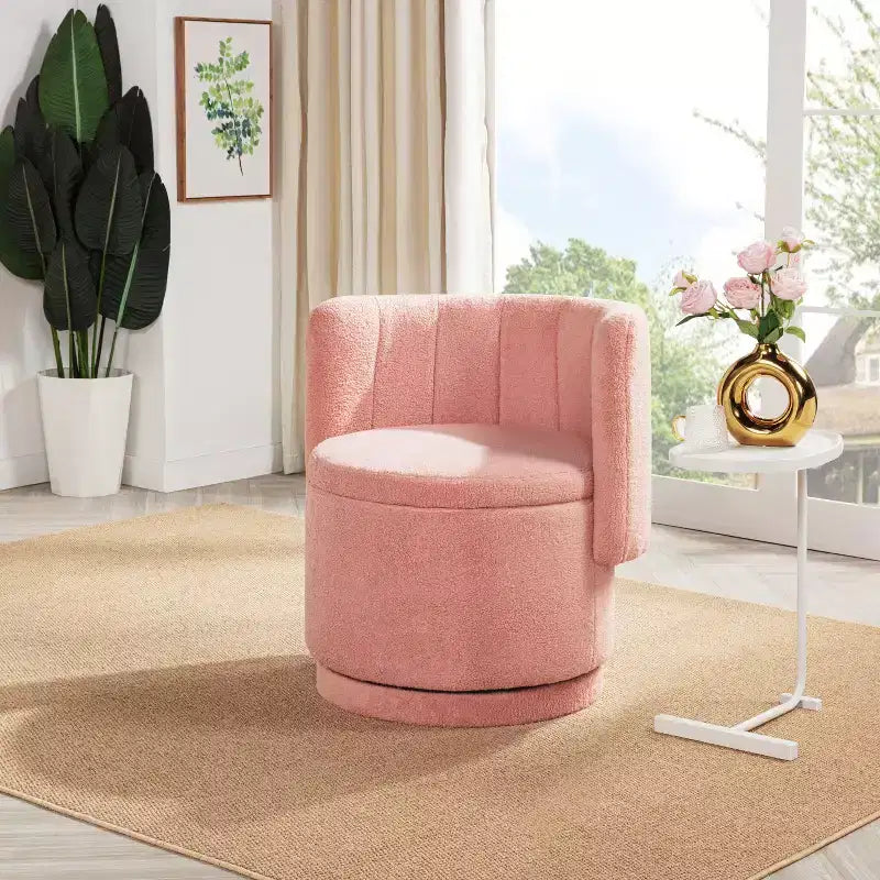Sedia girevole Fine Accent con rotazione a 360 gradi, spazio contenitore, poltrona moderna con schienale, comoda e morbida per soggiorno e camera da letto