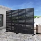 Schermo per la privacy da esterno classico con feritoie in acciaio galvanizzato nero, 183x119x41 cm, set da 6 pezzi