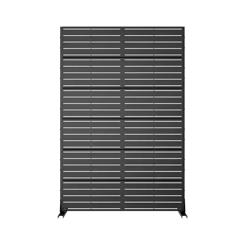 Schermo per la privacy da esterno classico con feritoie in acciaio galvanizzato nero, 183x119x41 cm, set da 6 pezzi