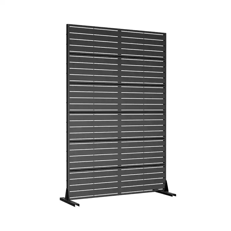 Schermo per la privacy da esterno classico con feritoie in acciaio galvanizzato nero, 183x119x41 cm, set da 6 pezzi
