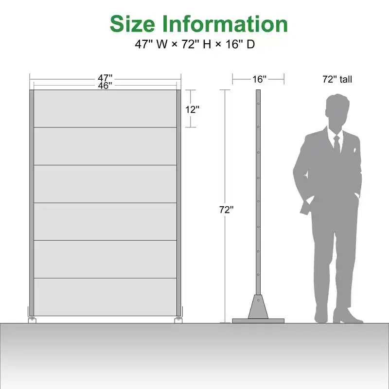 Schermo per la privacy da esterno classico con feritoie in acciaio galvanizzato nero, 183x119x41 cm, set da 6 pezzi