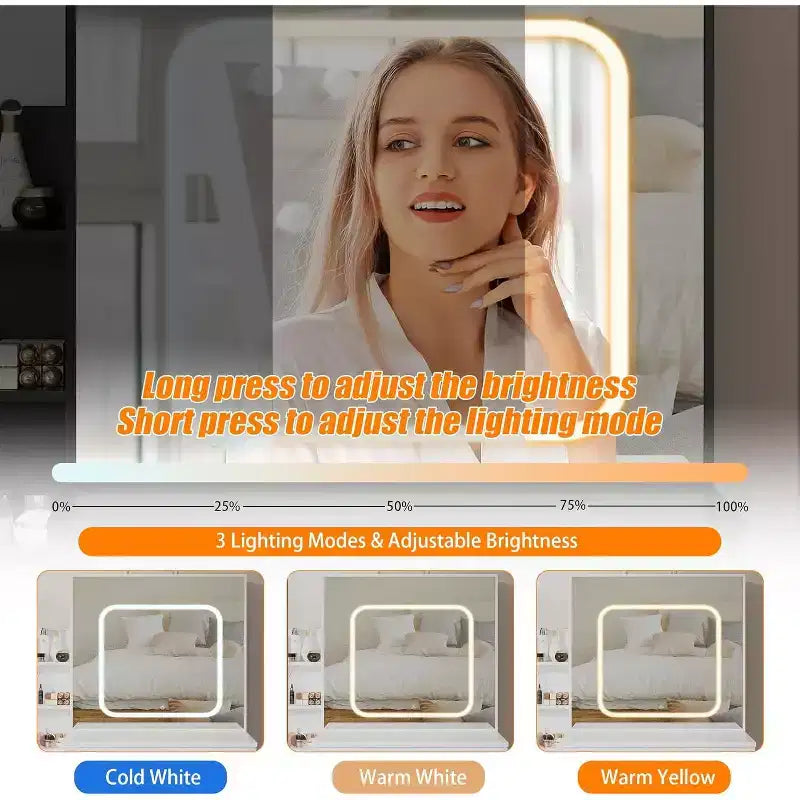 Toeletta con Luci, Toeletta Trucco con Specchio Scorrevole Illuminato, Tavolo da Trucco con Cassetti
