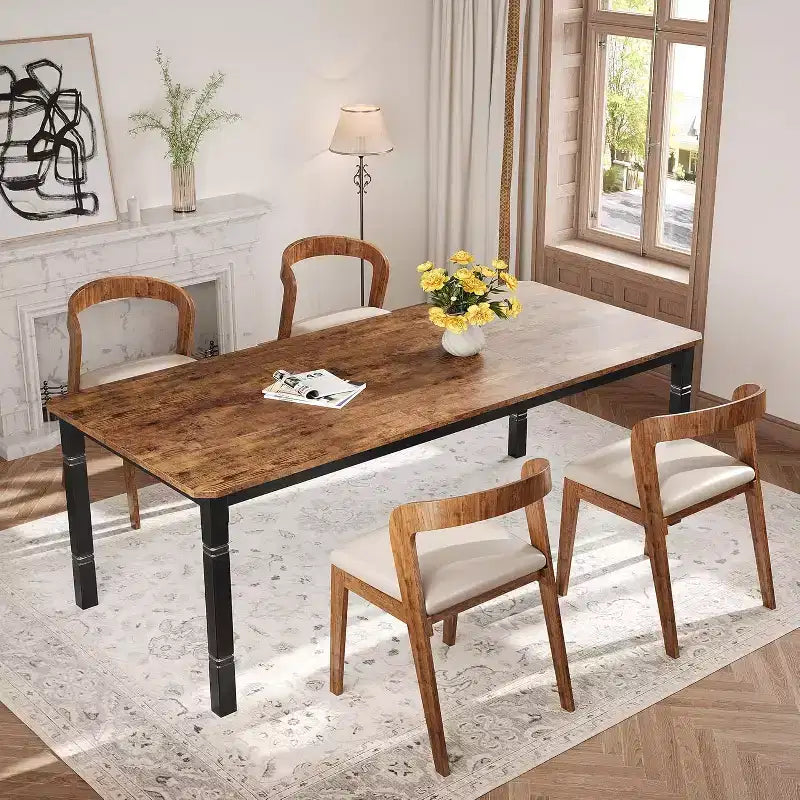 Tavolo da pranzo in stile rustico per 6-8 persone, tavolo da cucina industriale, senza sedie