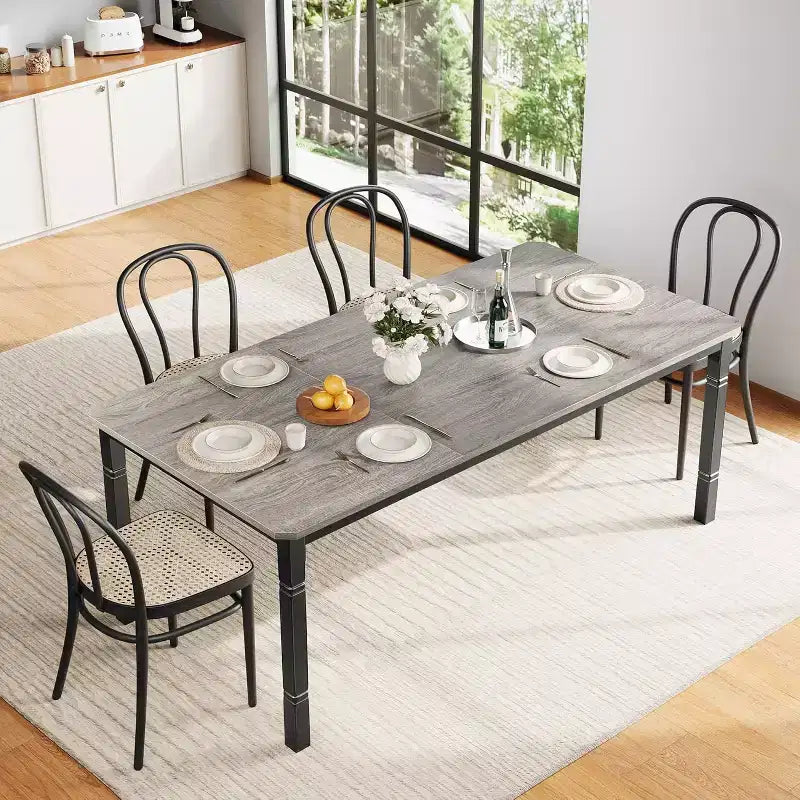 Tavolo da pranzo in stile rustico per 6-8 persone, tavolo da cucina industriale, senza sedie