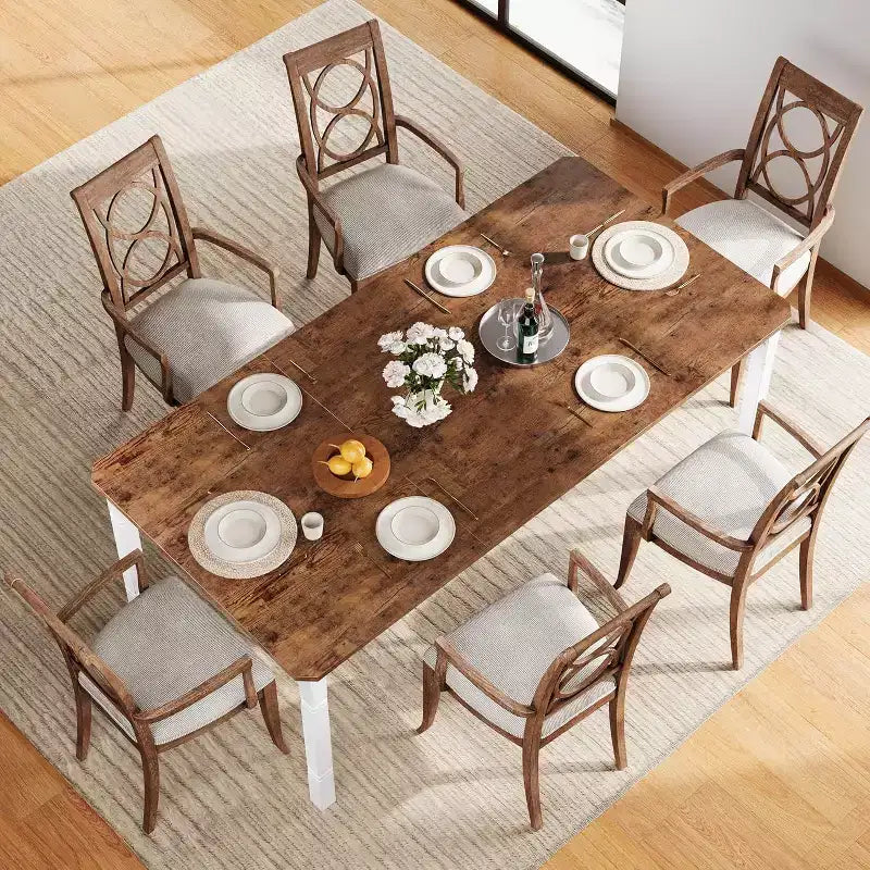 Tavolo da pranzo in stile rustico per 6-8 persone, tavolo da cucina industriale, senza sedie