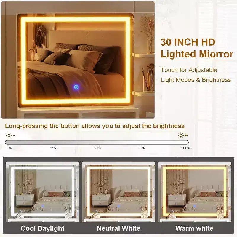 Cassettiera da camera da letto con luce e presa di corrente, Scaffale in legno con 5 cassetti, Design moderno ad alcova, Perfetta per camera da letto o spogliatoio