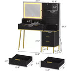 Cassettiera da camera da letto con luce e presa di corrente, Scaffale in legno con 5 cassetti, Design moderno ad alcova, Perfetta per camera da letto o spogliatoio